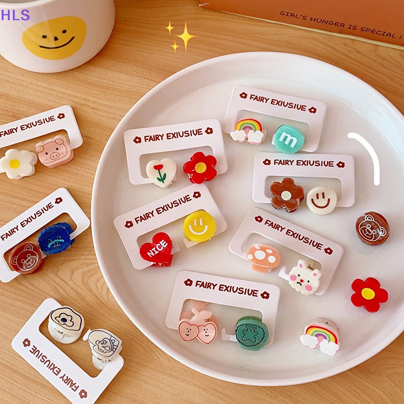 Bộ 2 Kẹp Tóc Mini Họa Tiết Trái Cherry / Động Vật / Hoa / Trái Cherry Dễ Thương Thời Trang Cho Nữ