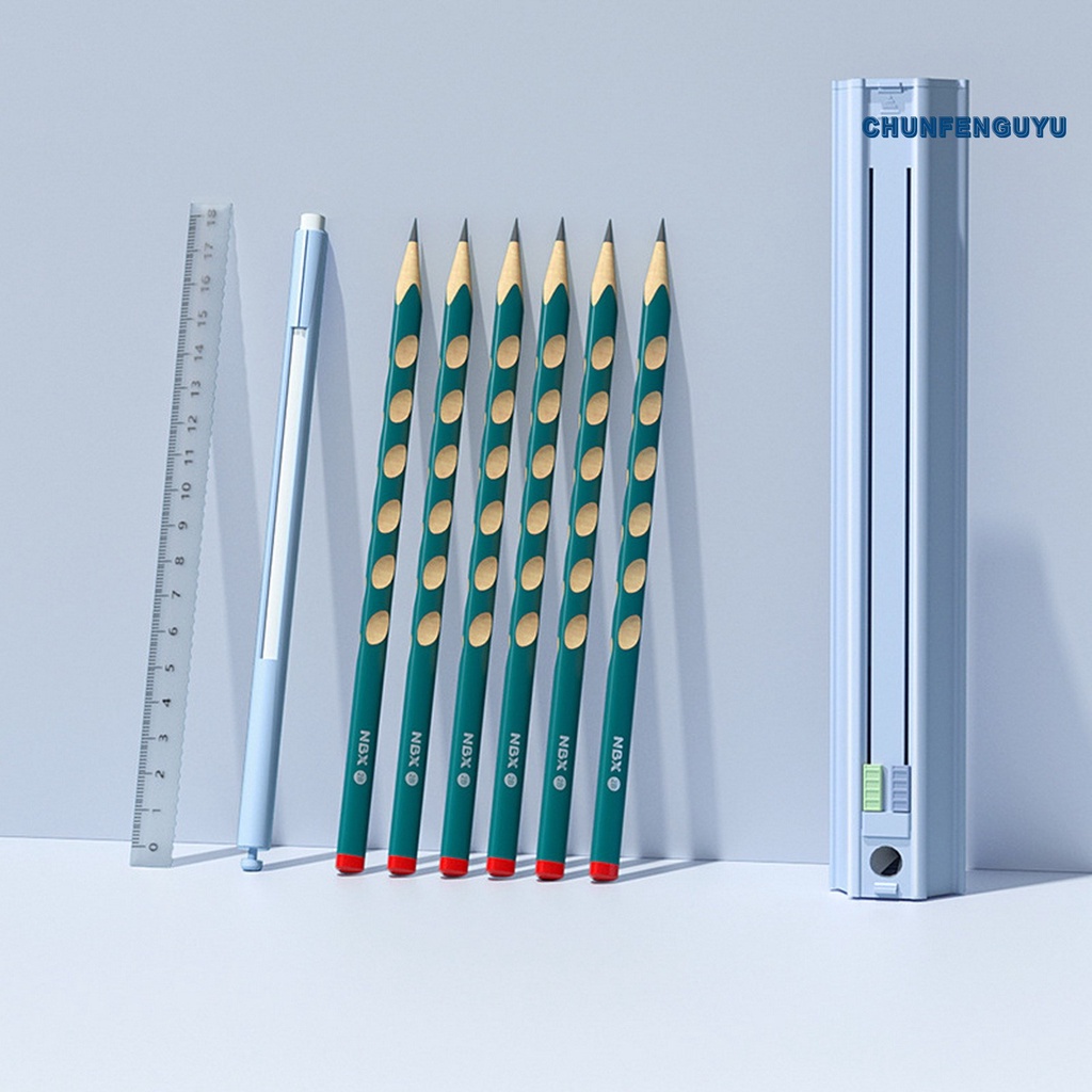 1 Bộ Hộp Đựng Bút 6 Bút Chì 1 Tẩy 1 Thước Đa Năng Hình Lục Giác Cho Trẻ Em