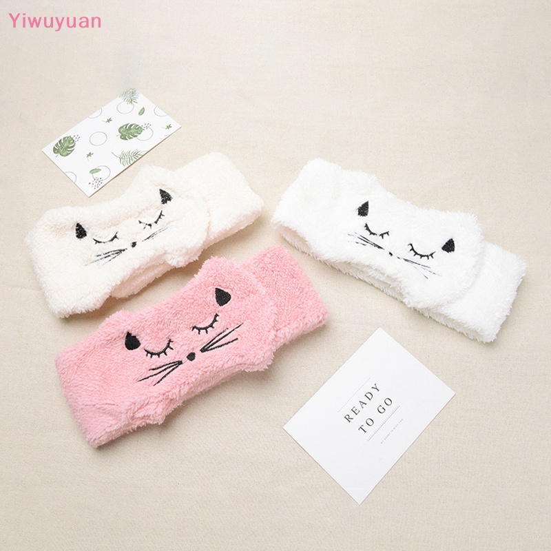 Băng Đô Cài Tóc Rửa Mặt Hình Mèo Bằng Lông Cừu San Hô Dễ Thương Cho Nữ