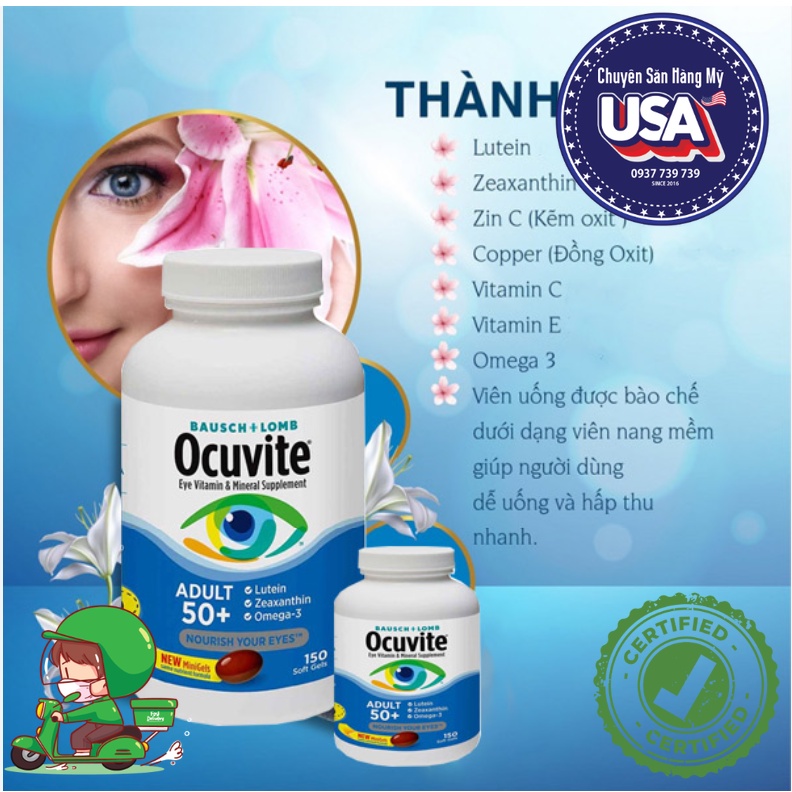Viên uống bổ mắt Ocuvite 50+ hộp 90 $ 150 viên