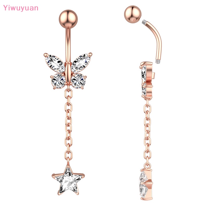 Khuyên Rốn Đính Đá Zircon Hình Bướm Thời Trang Cho Nữ