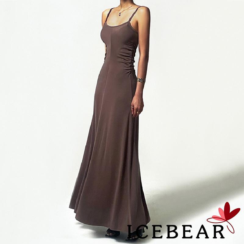 Đầm Maxi Hai Dây Dáng Dài Hở Lưng Màu Trơn Thời Trang Mùa Hè Cho Nữ