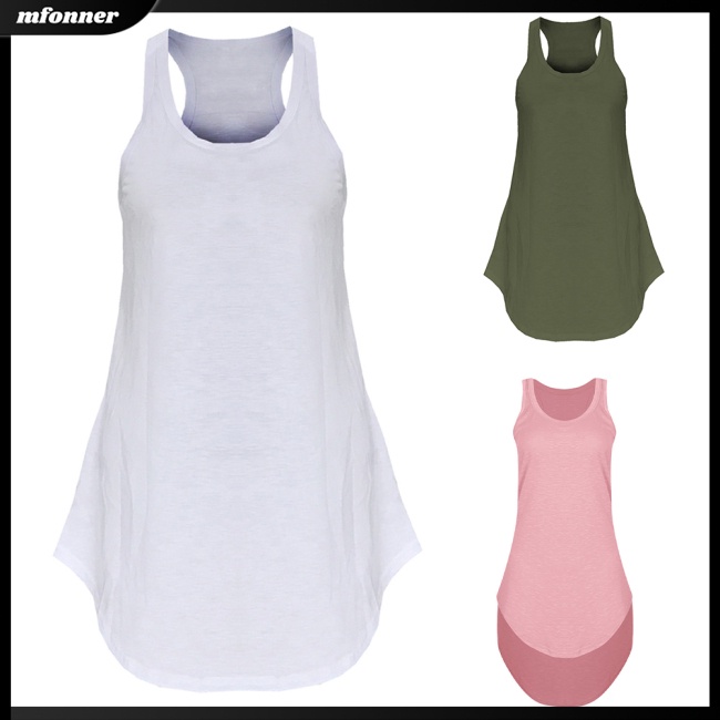 Đầm Không Tay Cổ Chữ U Chất Liệu Mềm Mại Thoáng Khí Màu Trơn Thời Trang Cho Nữ