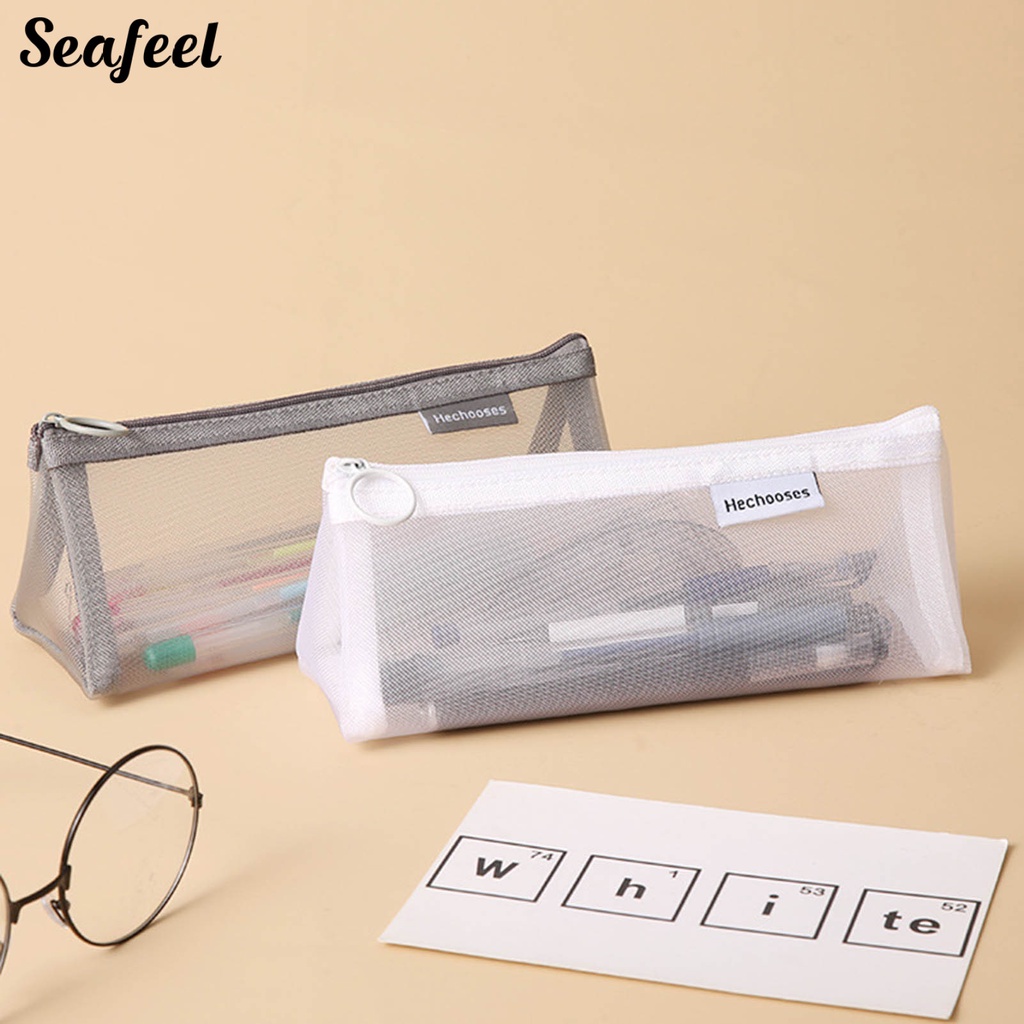 Túi Lưới Đựng Bút Chì Hình Tam Giác Sức Chứa Lớn Có Khóa Kéo