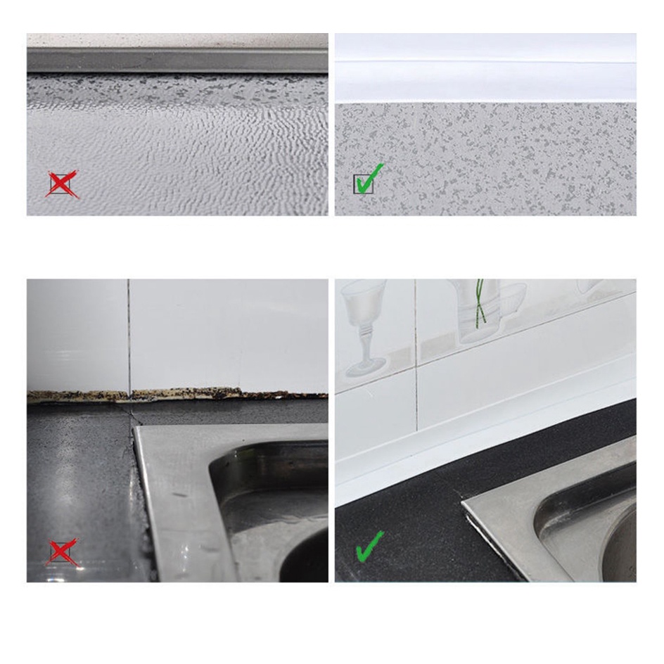 Cuộn Băng Dán Viền Bồn Rửa Nhà Bếp / Nhà Tắm Bằng PVC Chống Thấm Nước / Dầu Mỡ Tiện Dụng