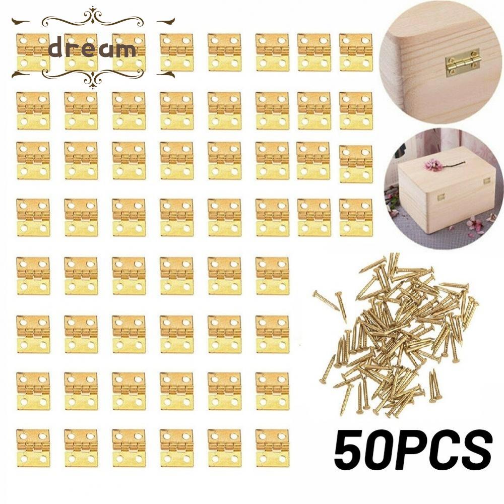 【DREAMLIFE】50pcs Small Hinges Jewelry Box Tiny Trinket Miniature Furniture Cabinet Hinges