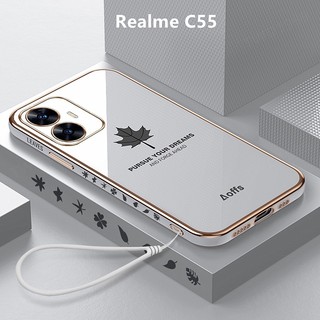 Ốp lưng realme c55 mềm chống sốc họa tiết lá phong cho ốp điện thoại realme c55