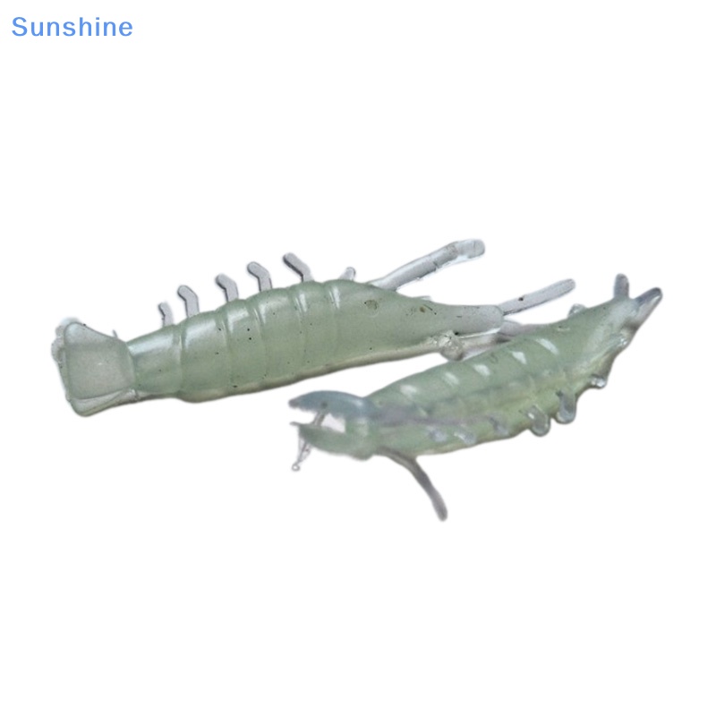 50 Mồi Tôm Giả Câu Cá Bằng Nhựa PVC Mềm Phát Sáng Trong Tối 0.6g