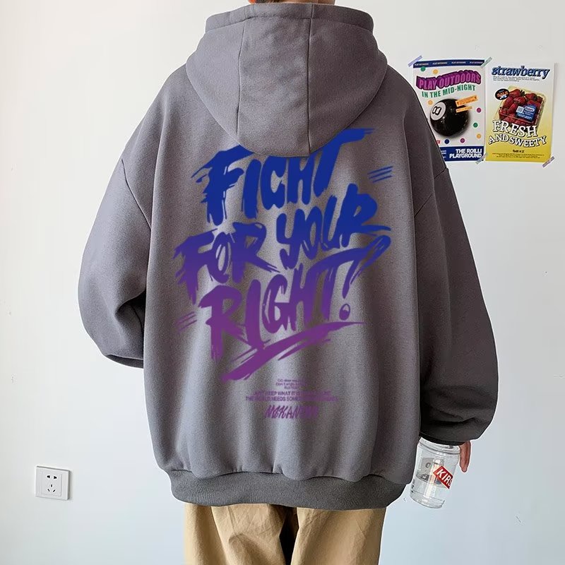 Áo hoodie Tay Dài Dáng Rộng In Chữ Tiếng Anh Đơn Giản Thời Trang Đường Phố Mỹ 2023 Cho Nam