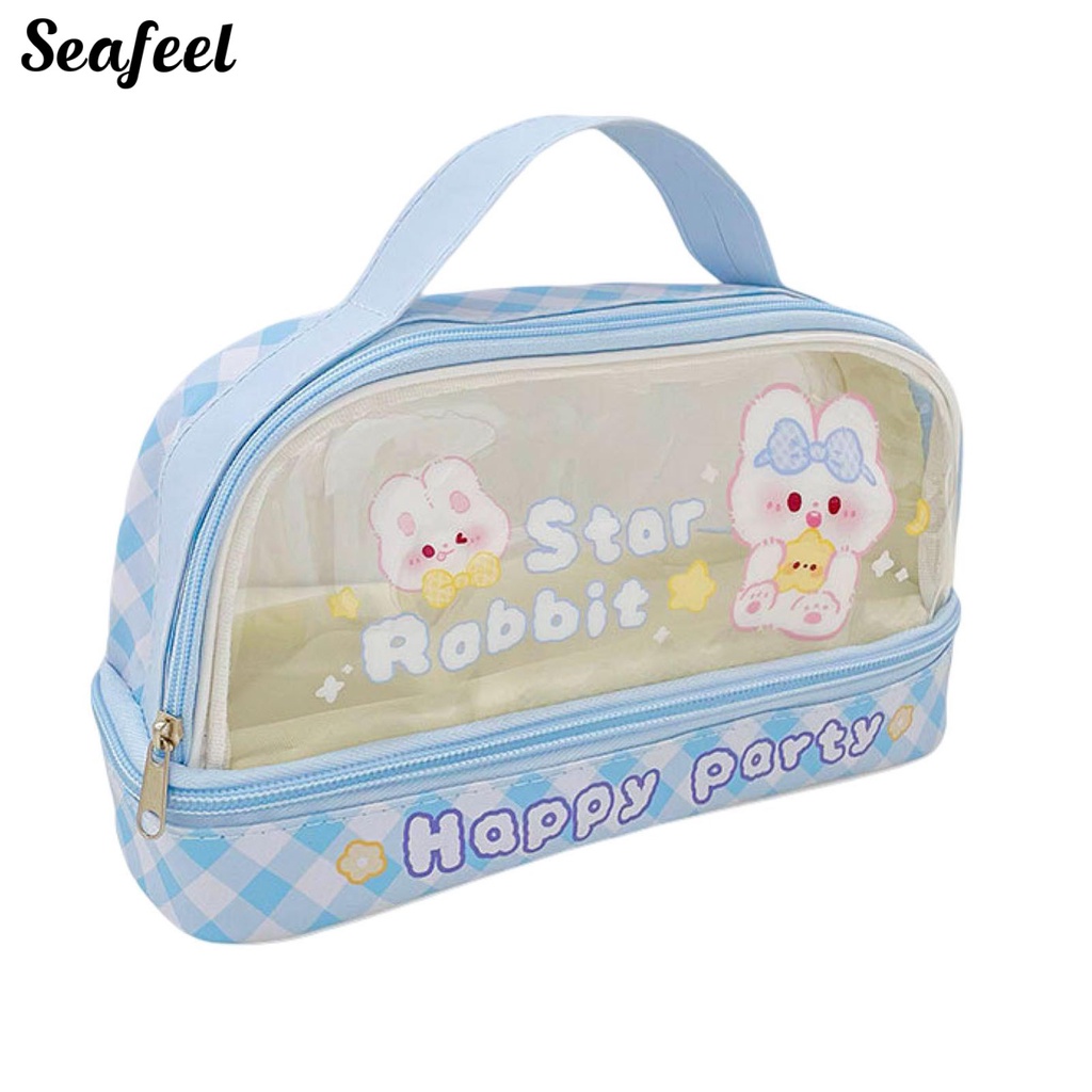 Túi Đựng Bút Bằng Da Sức Chứa Lớn Họa Tiết Hoạt Hình Có Thể Nhìn Thấy