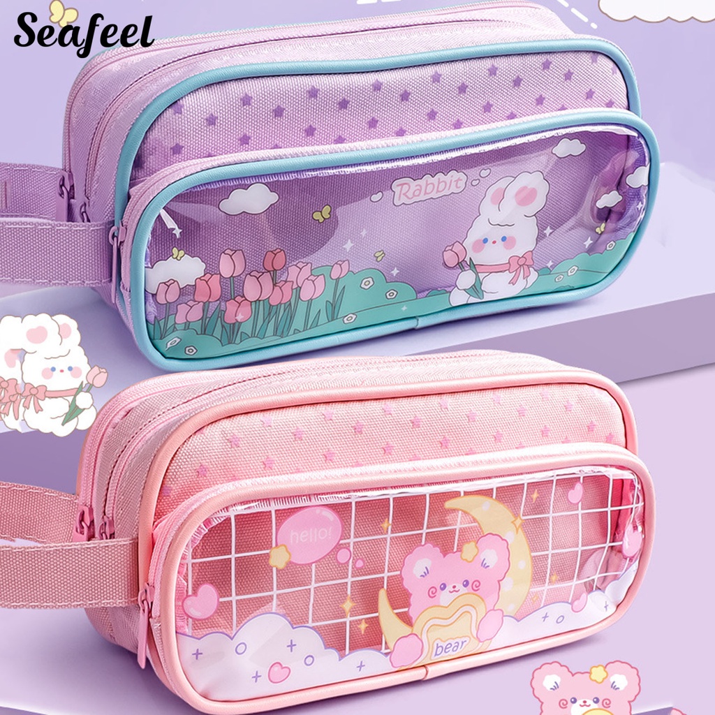 Túi Đựng Bút 3 Ngăn Sức Chứa Lớn Nhỏ Gọn Đơn Giản