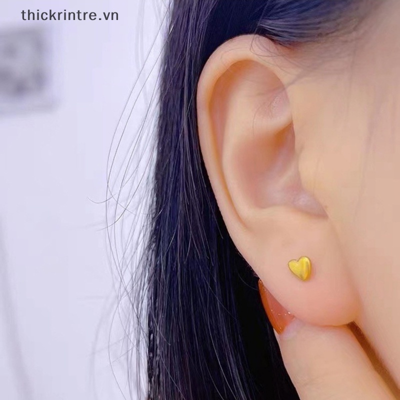 1 Cặp Khuyên Tai Xoắn Ốc Bằng Thép Titan Bóng Mini Hình Trái Tim Cho Nữ