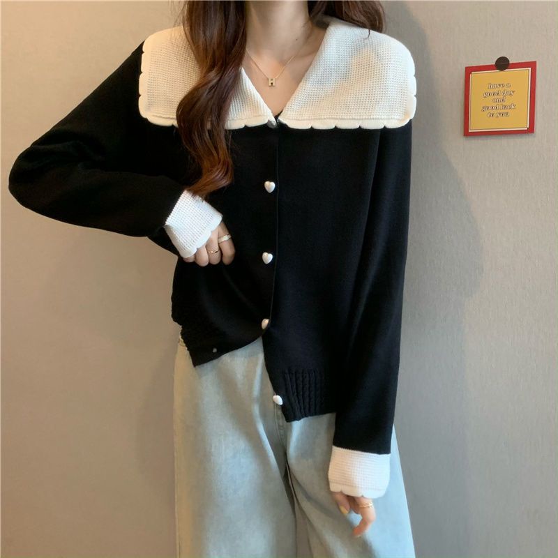 Áo Khoác Cardigan Dệt Kim Cổ Búp Bê Thiết Kế Mới Thời Trang Dành Cho Nữ