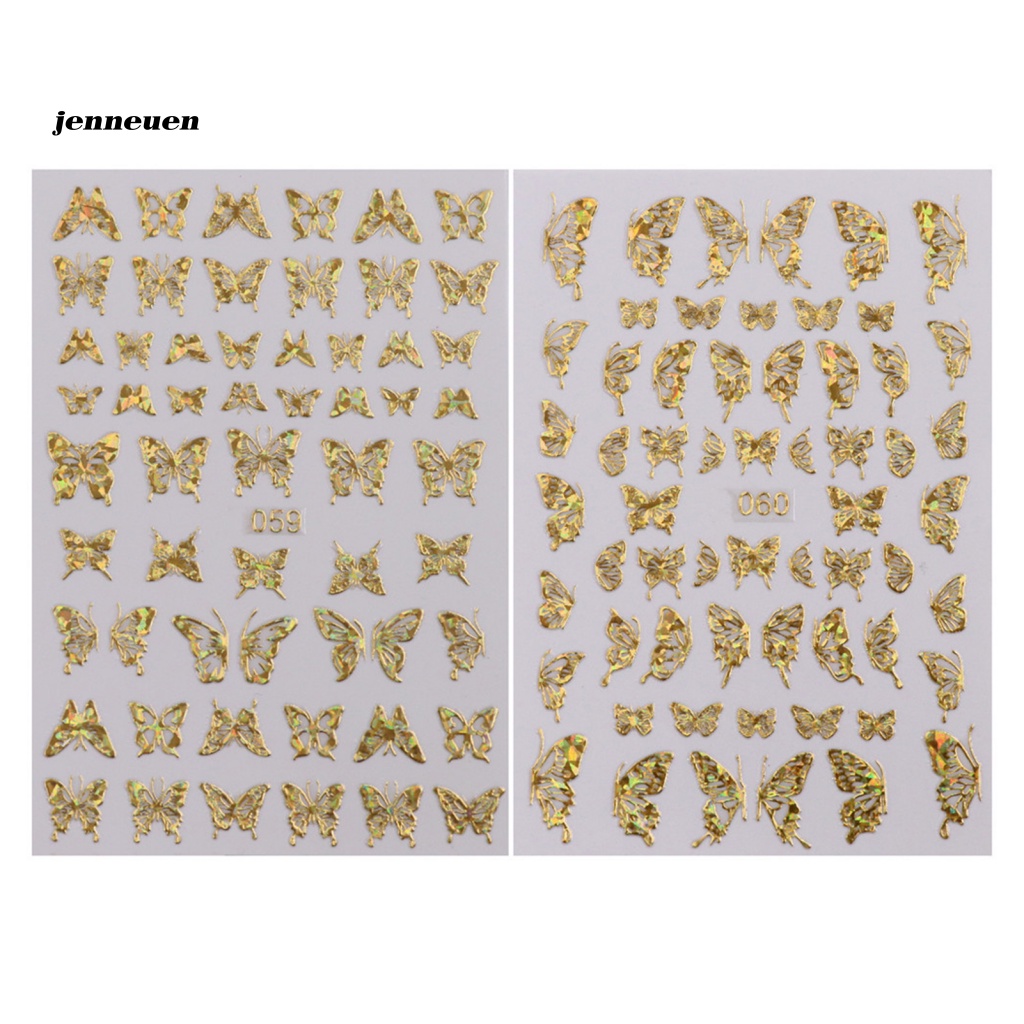 Set 4 / 16 Miếng Dán Hình Bướm 3D Nhiều Màu Sắc Phản Quang Trang Trí Móng Nghệ Thuật