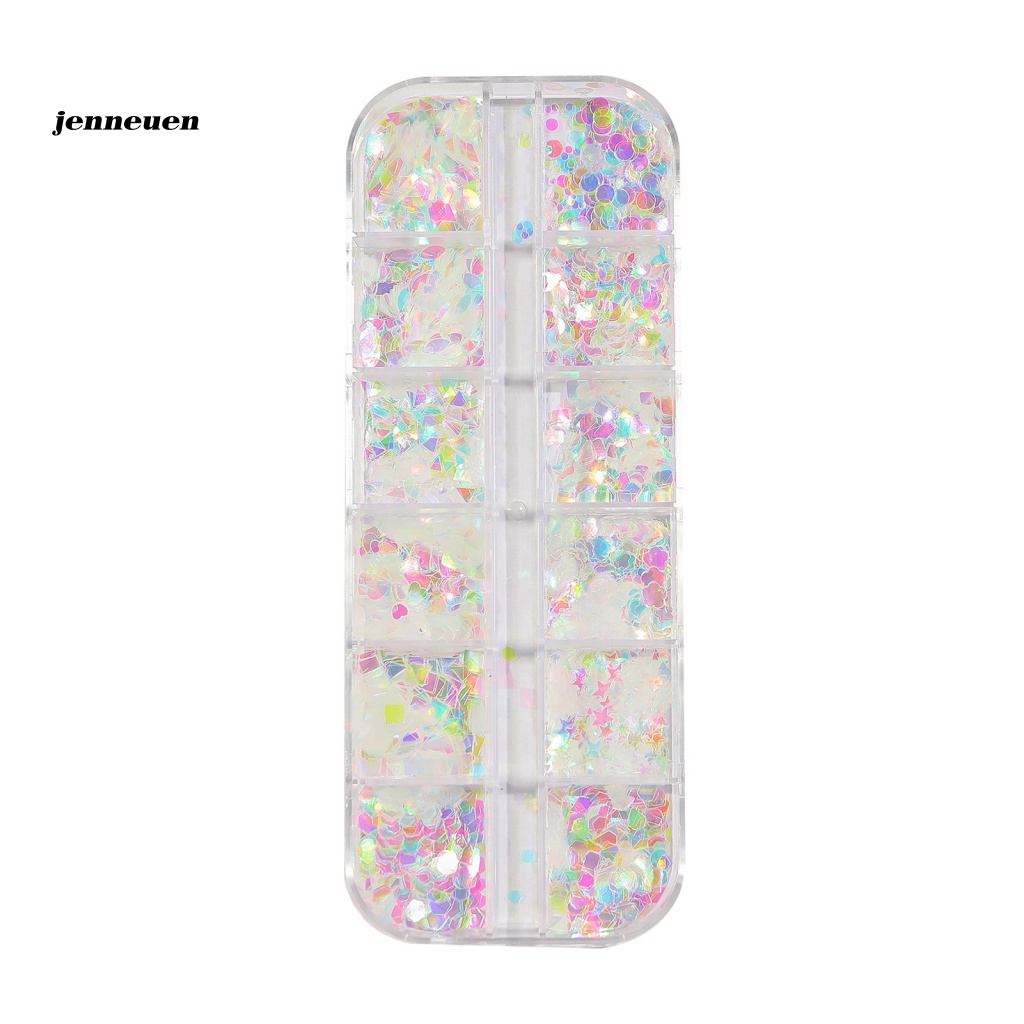 1 Hộp 12 Ngăn Đựng Hạt Tròn / Vuông Đa Năng Trang Trí Móng Tay Cho Bạn Gái