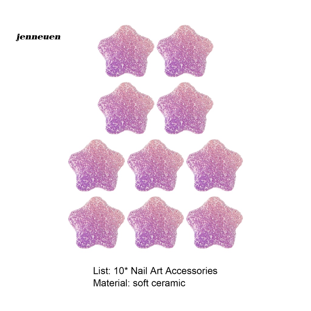 Set 10 Trái Tim Đất Sét Mềm Trang Trí Móng Tay Nghệ Thuật