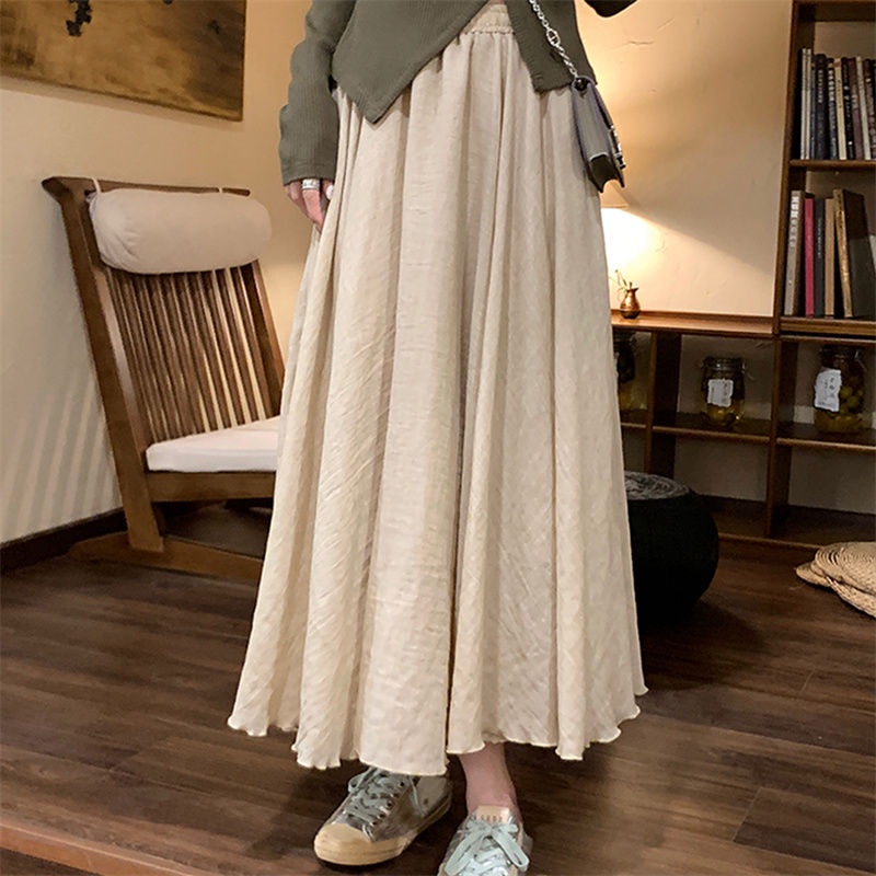 Chân váy dài MURIOKI dáng chữ A rộng rãi thời trang mùa thu 2023 thanh lịch cho nữ