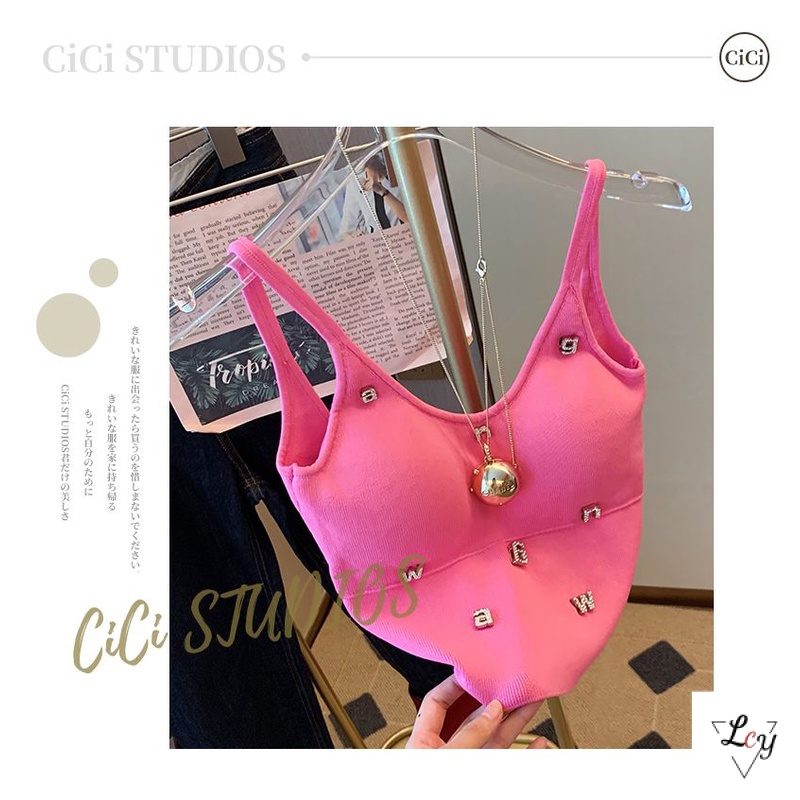 Pure Desire Hot Girl Áo Hai Dây Dệt Kim Ôm Dáng Phong Cách Công Nghiệp Mùa Hè 2023 Quyến Rũ Cho Nữ