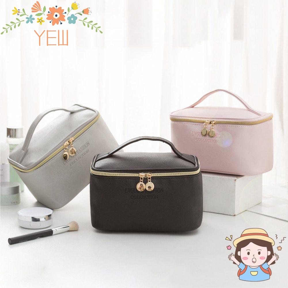 Túi Da PU Đựng Mỹ Phẩm / Đồ Vệ Sinh Cá Nhân Có Khóa Kéo Tiện Dụng Mang