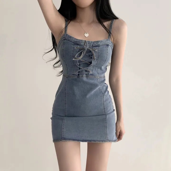 Đầm Dáng Ôm Cột Dây Eo Phong Cách Hàn Quốc Cho Nữ