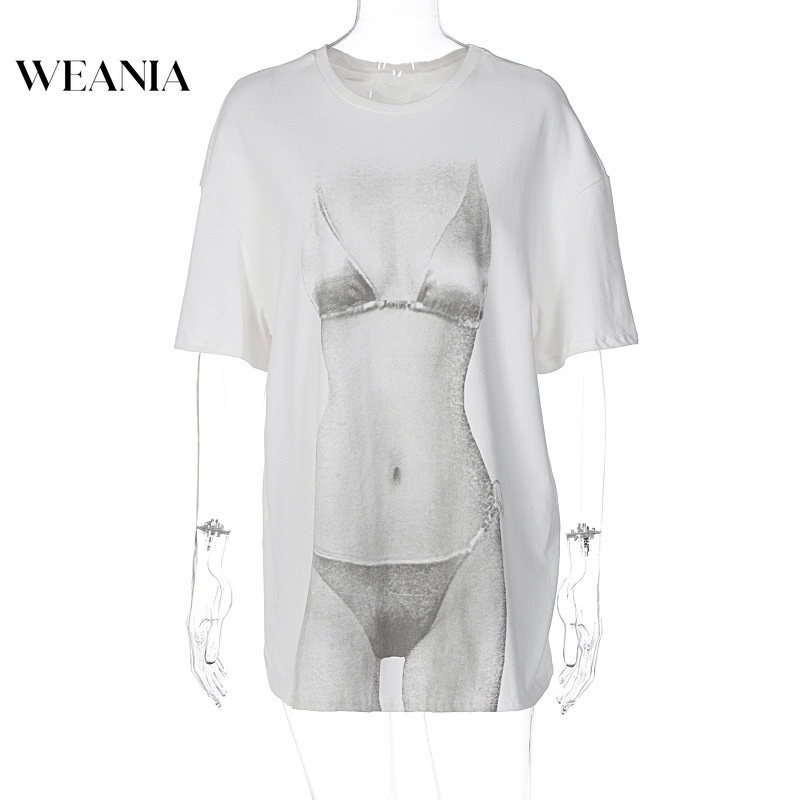 Áo Thun Cotton Dáng Rộng In Họa Tiết Chân Dung Kiểu Đường Phố Mỹ Cá Tính Cho Nữ