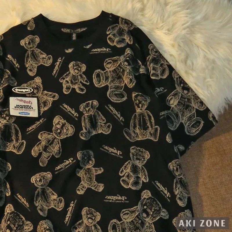 Áo Thun Tay Ngắn Dáng Rộng plus Size Phong Cách Harajuku Cho Nam Nữ 100 kg-150kg