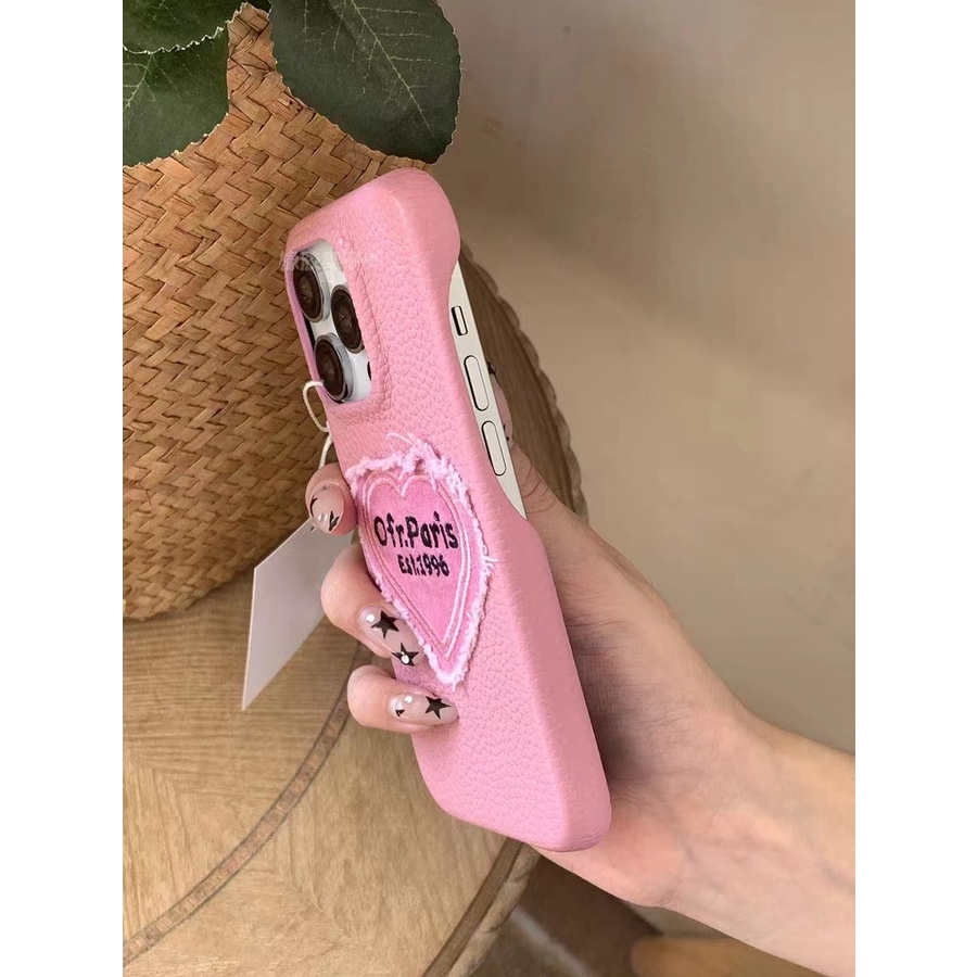 Ốp Điện Thoại Họa Tiết Vải denim Hồng Cho Iphone 15 / 11 / 14promax 12 14 12pro 13promax