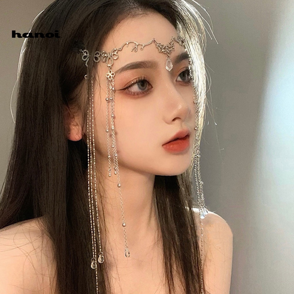 Chuỗi Dây Đeo Trán Đính Đá Tua Rua Phong Cách Cổ Điển Thanh Lịch Dành Cho Nữ