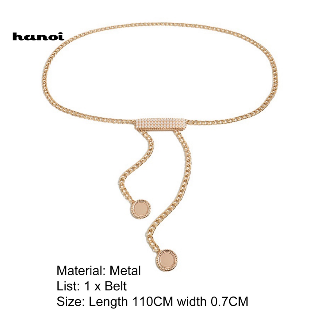 Thắt Lưng Nữ Đính Ngọc Trai Nhân Tạo Khóa Tròn Thời Trang