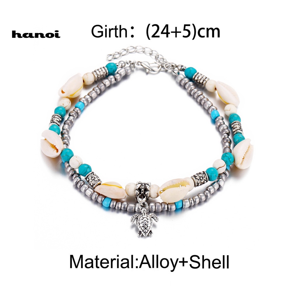 Lắc Chân Hai Lớp Đính Hạt Ngọc Lam Giả Thời Trang Cho Nữ