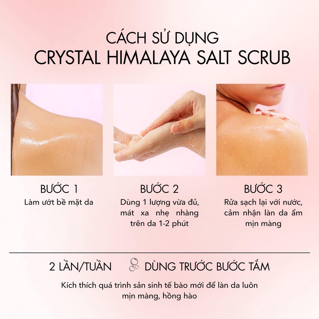 Tẩy tế bào chết tinh chất muối hồng Himalaya giúp da trắng mịn hồng hào, cấp ẩm cho da luôn tươi sáng Crystal Beauty