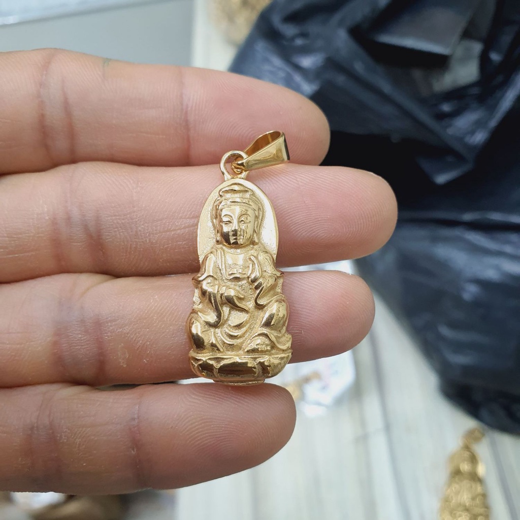 Mặt Dây Chuyền Quan Âm Titanium Cao Cấp - Dùng tắm rửa bền màu không đen