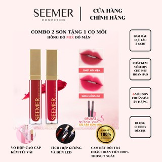 Combo 2 Son Đỏ Mận (SM01) Mix Màu Hồng Đỏ (SM05) Son Kem Lì SEEMER, Lâu Trôi, Chất Son Mịn, Dưỡng Môi Mềm