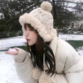 Mũ Len Lông Thỏ Dễ Thương Cho Nữ