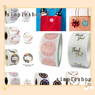 Cuộn 500 nhãn dán hình tròn tự dính họa tiết Thank You dùng trang trí đám cưới/gói quà DIY