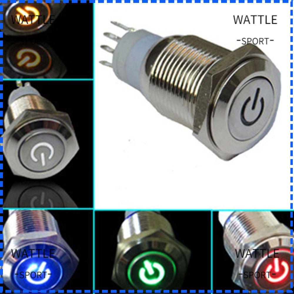Nút nhấn công tắc nguồn bật/tắt có LED 16/12mm tiện dụng cho xe hơi