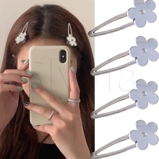 Kẹp tóc kim loại mạ bạc 2k hình hoa thời trang hàn quốc
