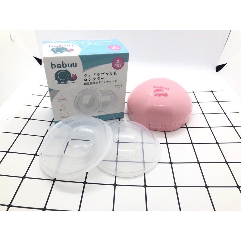 Set 2 Phễu Hứng Tràn Sữa, Trữ sữa Babuu có hộp bảo quản