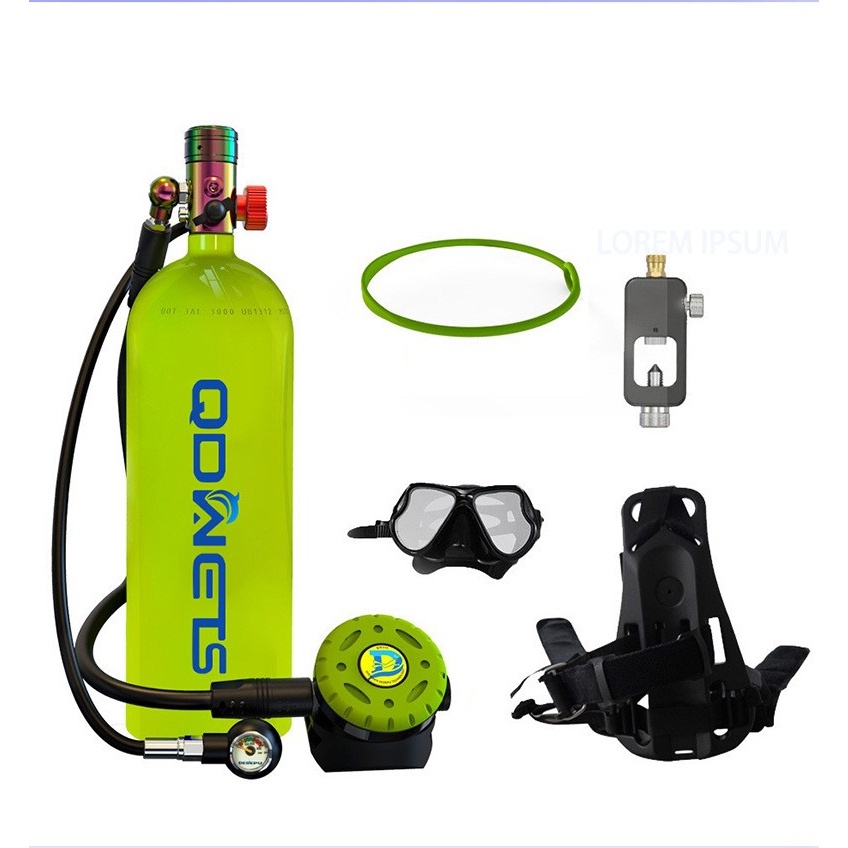 Bộ bình lặn dưới nước 2.3lít, bộ bình dưỡng khí mini lặn ngắm biển bao gồm cụm thở, van, kính nhỏ gọn dễ mang đi
