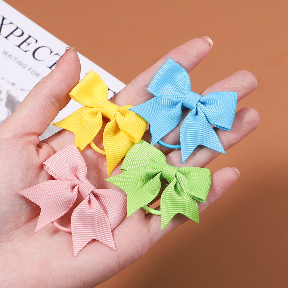 Set 2 Dây Buộc Tóc Co Giãn Đính Nơ Xinh Xắn Cho Bé Gái