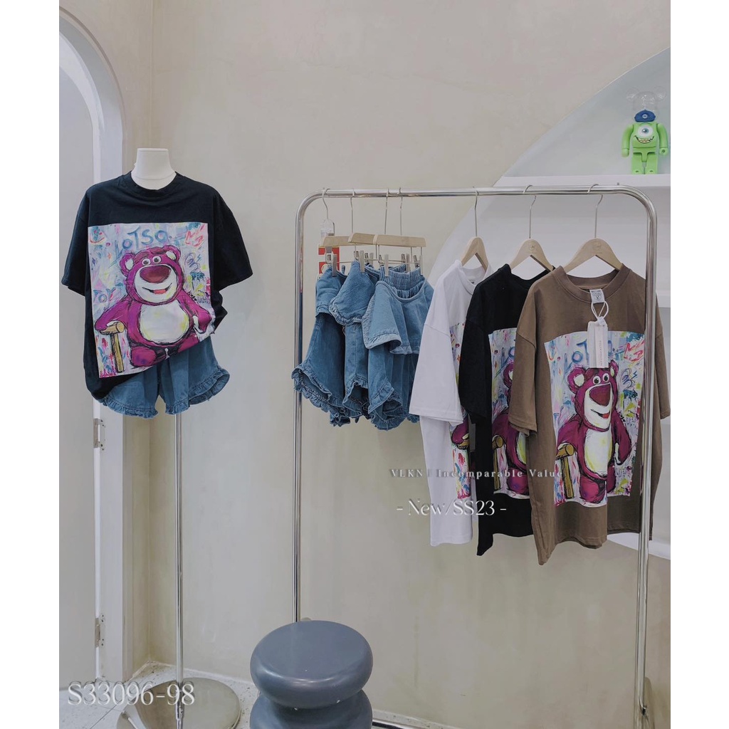 Set gấu dâu chân váy bèo