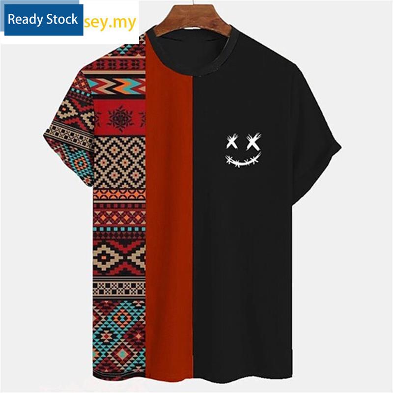 Vintage men's t-shirt sọc 3d tay ngắn áo sơ mi tees thời trang harajuku in t áo sơ mi quá khổ thời trang dạo phố quần áo nam rộng rãi