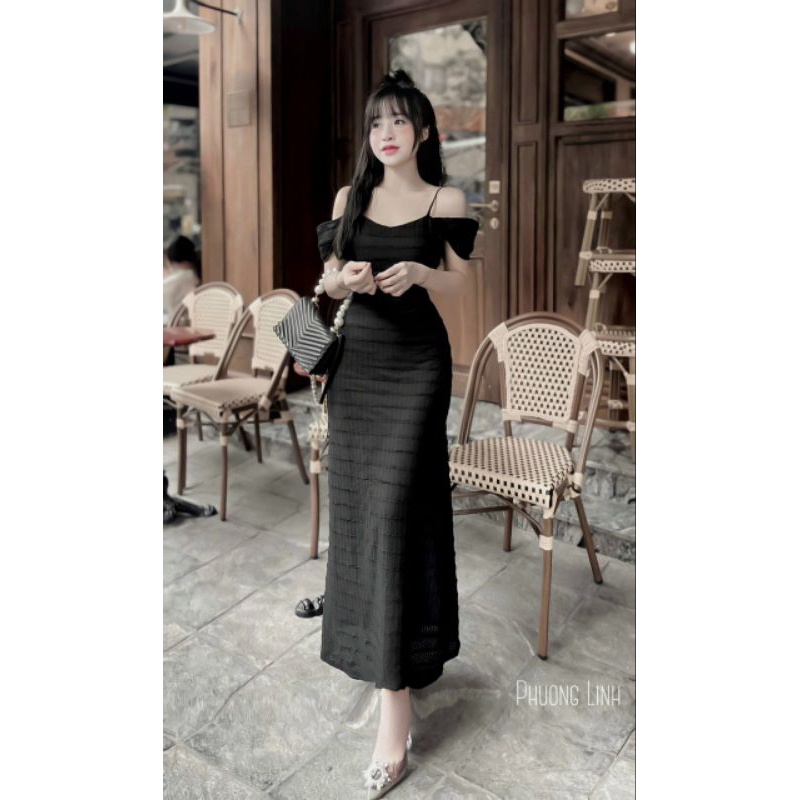 Váy Body 2 dây tay dơi dáng dài sang chảnh