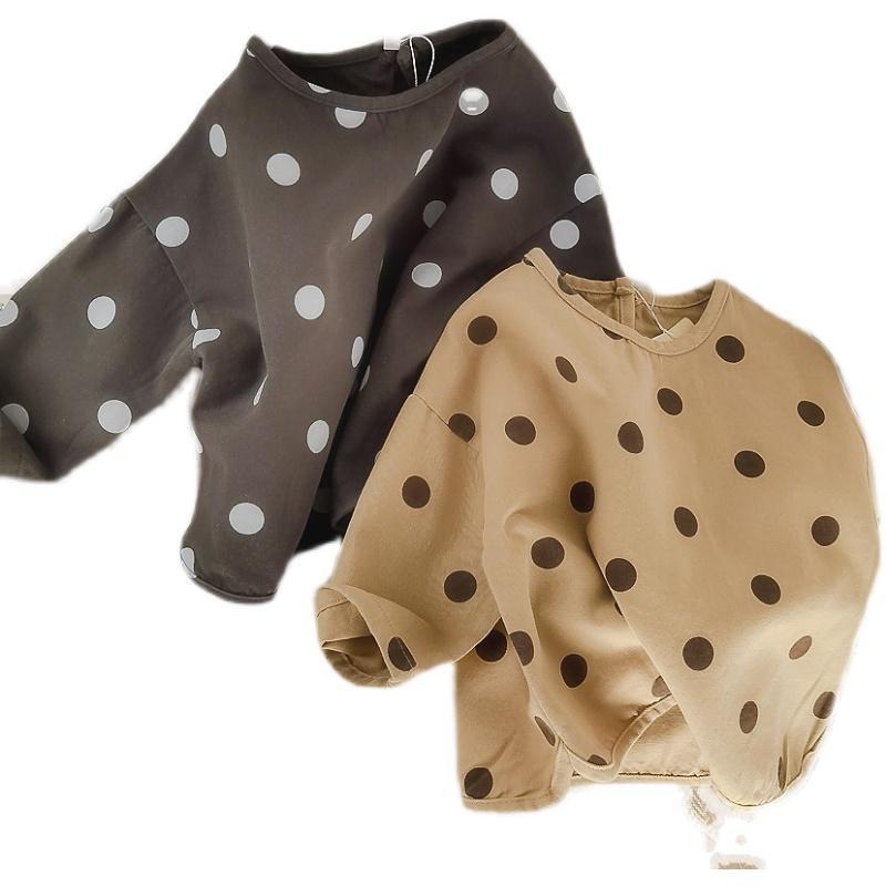 Áo Thun Cotton Tay Dài Họa Tiết Chấm Bi Phong Cách Hàn Quốc Thời Trang Xuân Thu Cho Bé Gái