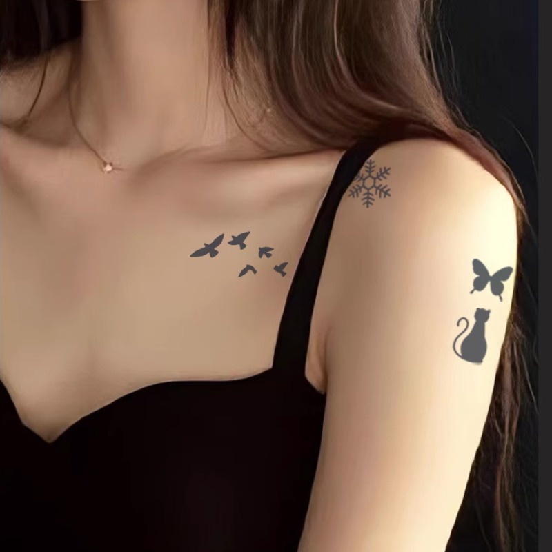 We Flower Hình Xăm Dán Tạm Thời Họa Tiết Trái Tim / Bướm / Trái Tim Kích Thước 4.5 * 4.5cm Phong Cách Hàn Quốc