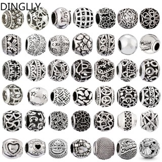 Dinglly màu bạc hạt hợp kim mô hình hình cầu cườm rỗng ra hạt tự làm đồ trang sức làm phụ kiện