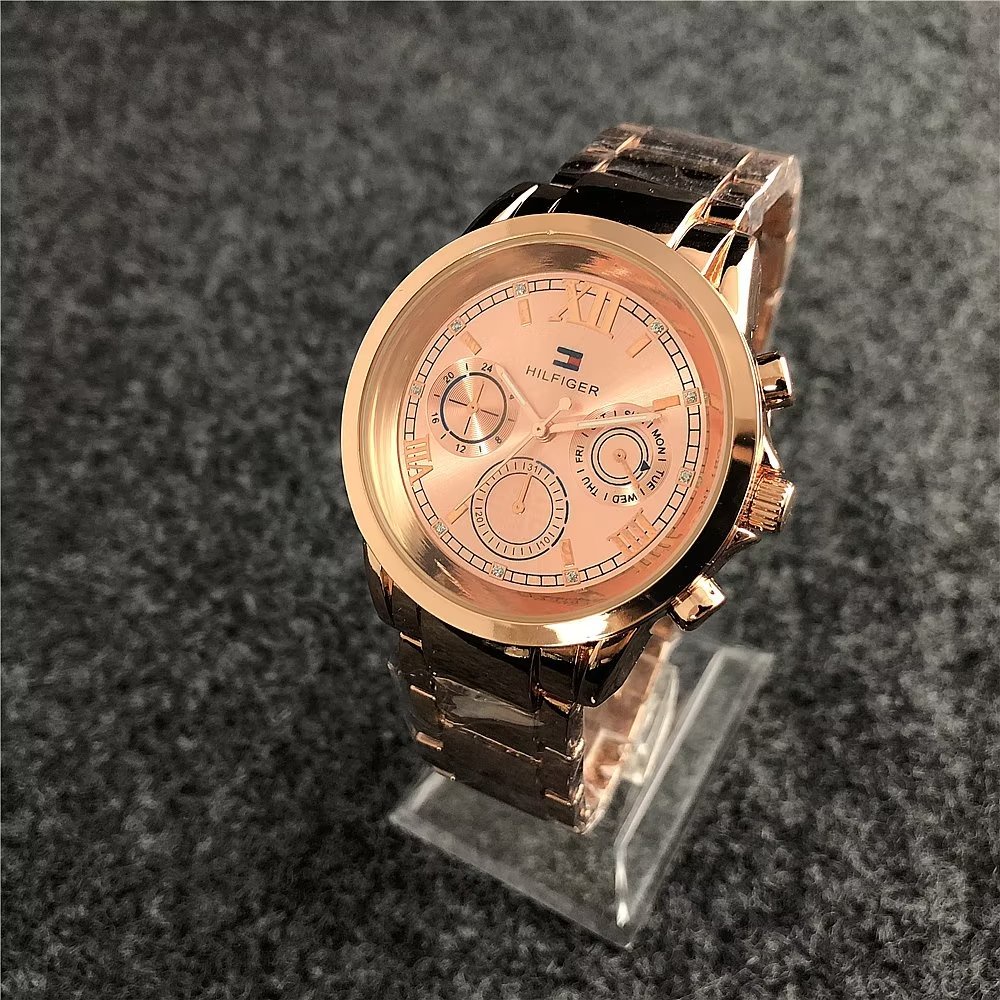 Đồng Hồ Đeo Tay Tommy Hilfiger Mặt Tròn Đính Đá Thời Trang Cho Cặp Đôi