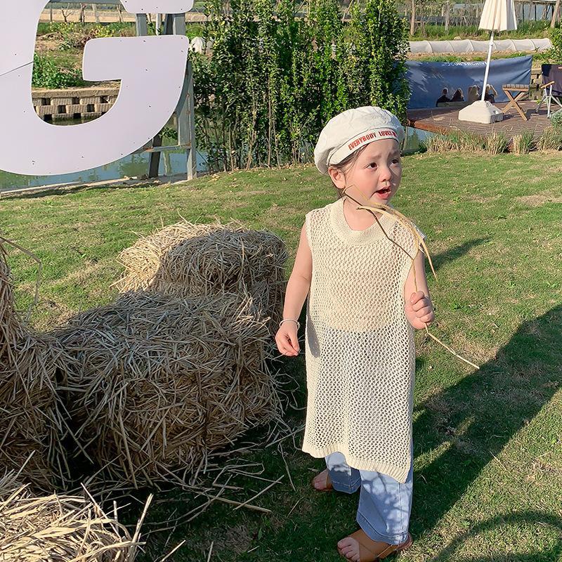 Đầm Dệt Kim Phối Lưới Thời Trang Mùa Hè Hàn Quốc 2023 Mới Cho Bé Gái