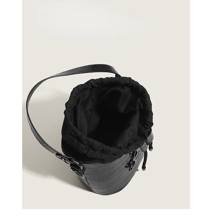 Túi Đeo Vai Dây Rút Họa Tiết Da Cá Sấu Thời Trang Cho Nữ