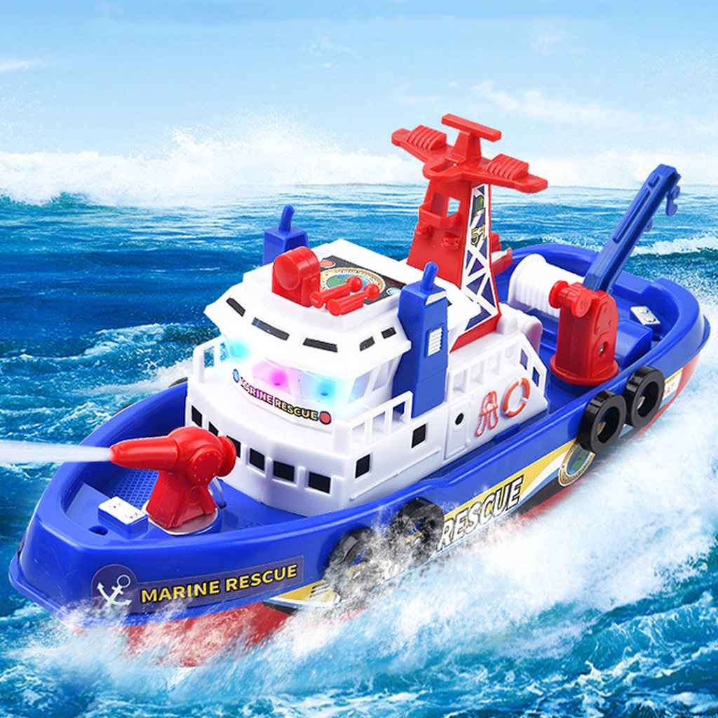 TOY WATER GUN BOAT BABY KIDS BATHING TOYS WITH LIGHT MARINE RESCUE SHIP FIRE ENGINE BOAT